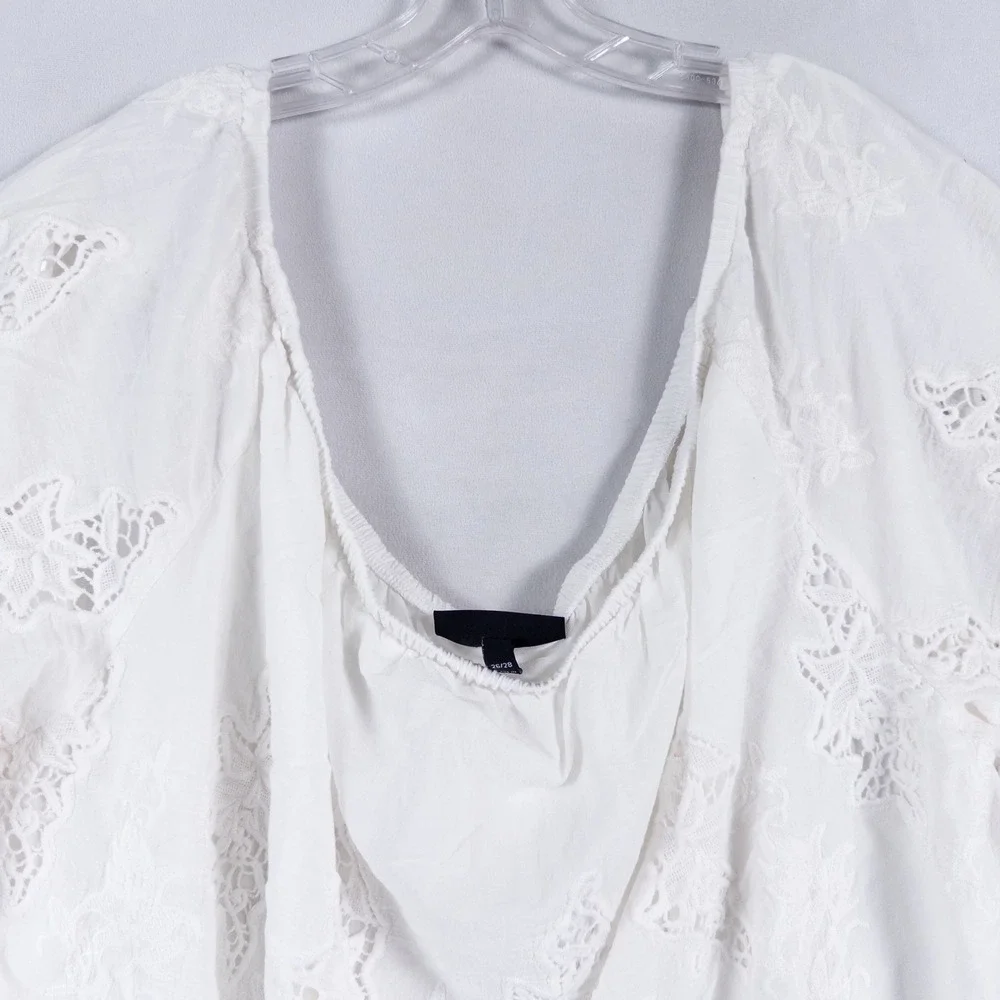 Lane Bryant Blouse Top Womens 26/28 4X White Lace Crochet Flutter Sleeve Boho - Picture 2 of 10